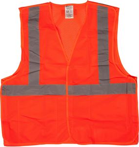 Picture of Hi-Vis 3.88oz PET Mesh 2" Silver Stripe Body Guard® Breakaway Safety Vest