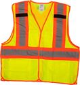 Picture of Two-Tone Hi-Vis 3.88oz PET Mesh 2" Silver Stripe Body Guard® Breakaway Safety Vest