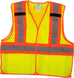 Picture of Two-Tone Hi-Vis 3.88oz PET Mesh 2" Silver Stripe Body Guard® Breakaway Safety Vest